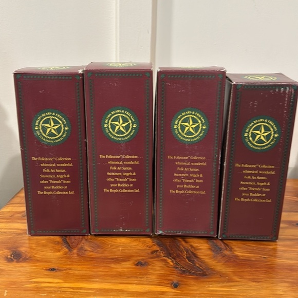 Vtg Boyds Bears The Folkstone Collection Folk Art Santa Figurines Set of 4 - Picture 9 of 11